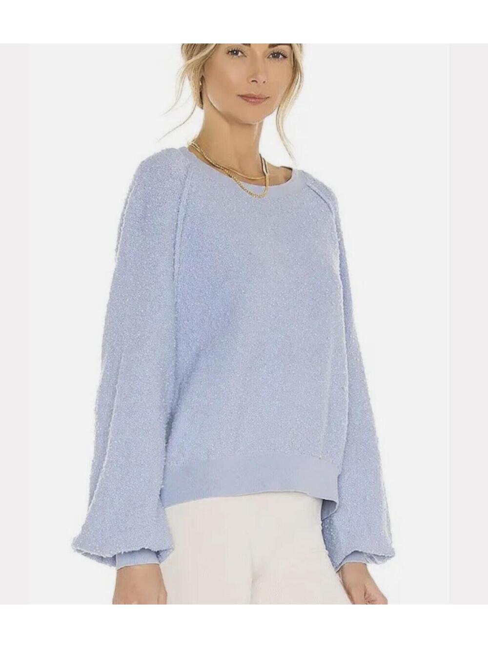 Free People Find My Friend Knitted Pullover Sweater In Light Blue -Women XL NWOT